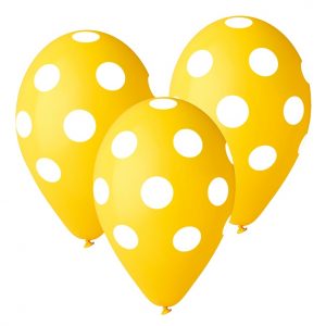balony żółte w białe grochy