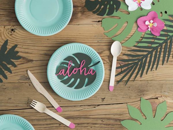 wizytówki na stół aloha, wizytówki na stół w stylu hawaii, hawaii party