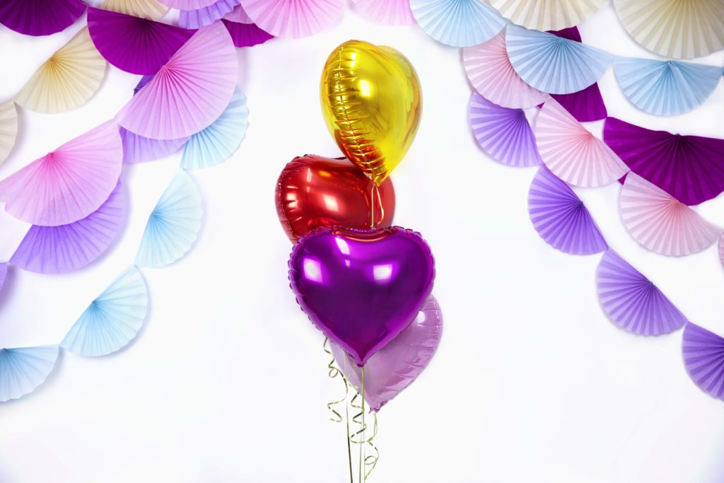 balon foliowy serce, fioletowy, złoty, czerwony 48 cm, balony i dekoracje balonowe, balonowe bukiety, balony z helem