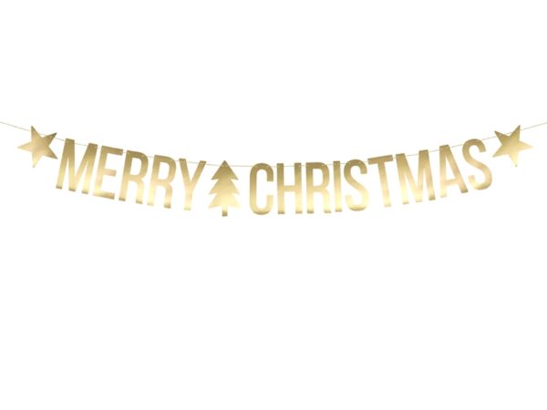 baner świąteczny, baner Merry Christmas złoty, złoty baner na święta, dekoracje świąteczne domu, dekoracje świąteczne wystawy sklepowej