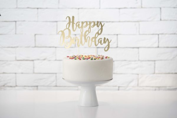 topper na tort urodzinowy złoto, złoty topper happy birthday