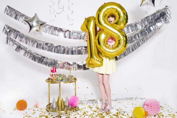 balon cyfra foliowa 18, złoty balon cyfra 18, złote balony urodzinowe cyfry, dekoracje złote na imprezę, balony na imprezy, 86 cm,