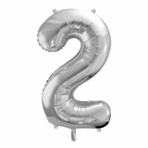 balon cyfra foliowa 2, srebrny balon cyfra 86 cm, balony urodzinowe cyfry