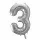 balon cyfra foliowa 3, dekoracje srebrne na imprezę, srebrne balony urodzinowe cyfry, srebrny balon cyfra 3, 86 cm, balony na imprezy,