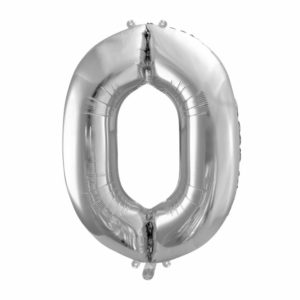 balon cyfra foliowa zero, srebrny balon cyfra 86 cm, balony urodzinowe cyfry