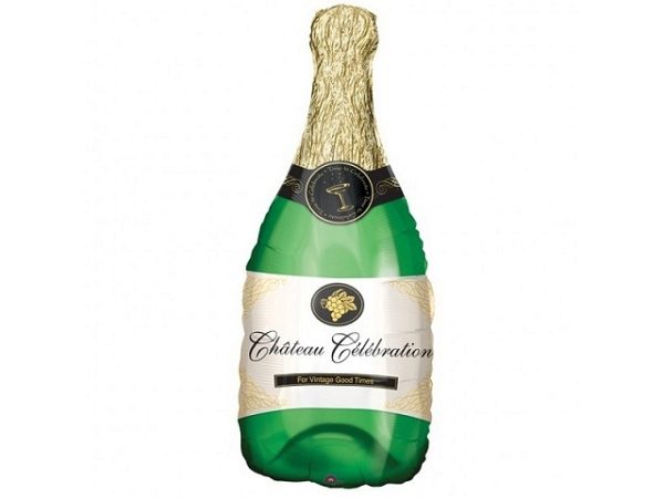 balon foliowy szampan, balon butelka z szampanem, dekoracje balonowe, dekoracje na imprezę, balony na imprezę