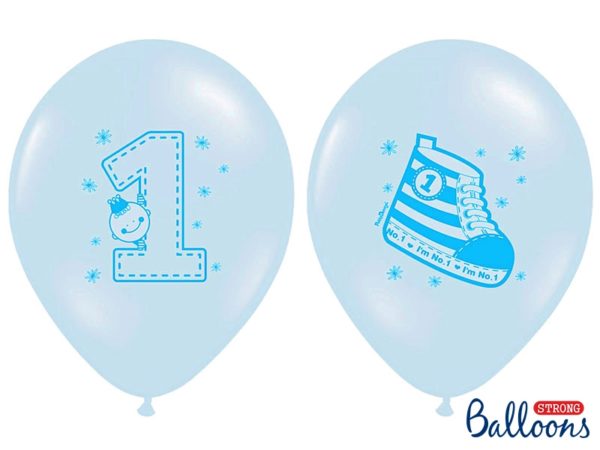 balon na roczek dla chłopca, balon niebieski z trampkiem, niebieskie balony na roczek
