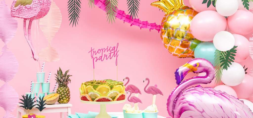 balon złoty ananas, dekoracje na egzotyczne przyjęcia, egzotyczne dekoracje na imprezy, dekoracje Hawaii, dekoracje na tropikalną imprezę