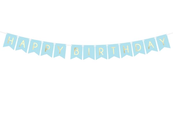 baner happy birthday niebieski, baner urodzinowy , błękitny baner na urodziny, dekoracje urodzinowe, dekoracje na impreze
