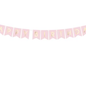 baner happy birthday różowy, baner urodzinowy , pudrowy róż baner na urodziny, dekoracje urodzinowe, dekoracje na impreze