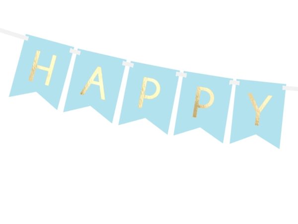 dekoracje urodzinowe, baner happy birthday niebieski, baner urodzinowy , błękitny baner na urodziny, dekoracje na impreze