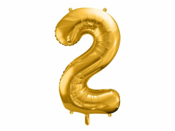 dekoracje złote na imprezę, balon cyfra foliowa 2, złote balony urodzinowe cyfry, , złoty balon cyfra 86 cm, balony na imprezy,