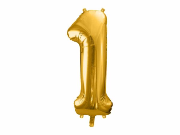 dekoracje złote na imprezę, złote balony urodzinowe cyfry, balon cyfra foliowa 1, złoty balon cyfra 86 cm, balony na imprezy,