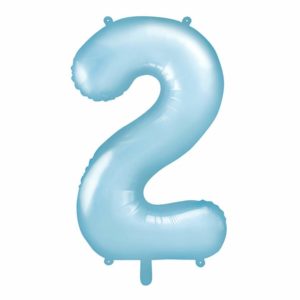 niebieski balon cyfra 2, niebieskie i błękitne balony urodzinowe cyfry, dekoracje błękitne na imprezę, balon cyfra foliowa 2, balony na imprezy, 86 cm,