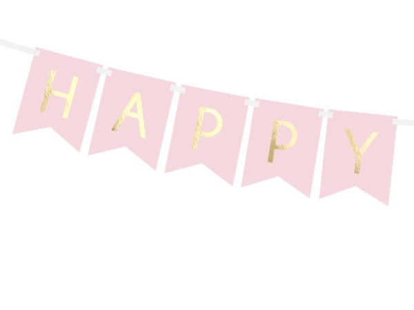 różowe dekoracje na impreze, baner happy birthday różowy, baner urodzinowy , pudrowy róż baner na urodziny, dekoracje urodzinowe,