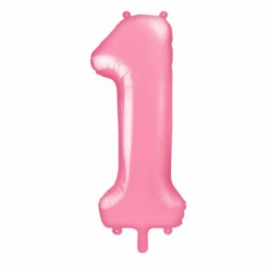 różowy balon cyfra 1, balon cyfra foliowa 1, różowe dekoracje na imprezę, różowe balony urodzinowe cyfry, balony na imprezy, 86 cm,