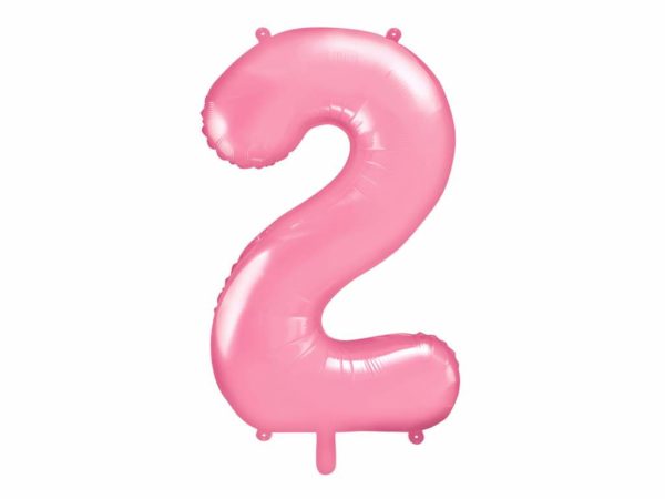 różowy balon cyfra 2, balon cyfra foliowa 2, różowe dekoracje na imprezę, jasno różowe balony urodzinowe cyfry, balony na imprezy, 86 cm,