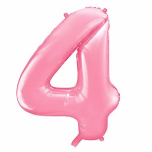 różowy balon cyfra 4, balon cyfra foliowa 4, różowe dekoracje na imprezę, jasno różowe balony urodzinowe cyfry, balony na imprezy, 86 cm,
