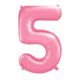 różowy balon cyfra 5, balon cyfra foliowa 5, różowe dekoracje na imprezę, różowe balony urodzinowe cyfry, balony na imprezy, 86 cm,