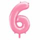 różowy balon cyfra 6, balon cyfra foliowa 6, różowe dekoracje na imprezę, jasno różowe balony urodzinowe cyfry, balony na imprezy, 86 cm,