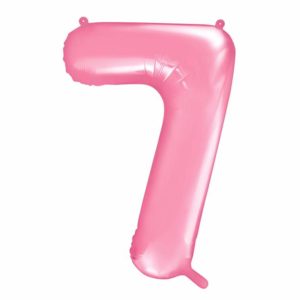 różowy balon cyfra 7, balon cyfra foliowa 7, różowe dekoracje na imprezę, różowe balony urodzinowe cyfry, balony na imprezy, 86 cm,