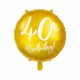 złoty balon foliowy okrągły z białą cyfrą 40, złote dekoracje na imprezę 40 stkę, dekoracje balonowe, balony urodzinowe, balony na 40stkę