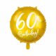 złoty balon foliowy okrągły z białą cyfrą 60, złote dekoracje na imprezę 60 stkę, balony na 60stkę, dekoracje balonowe, balony urodzinowe,