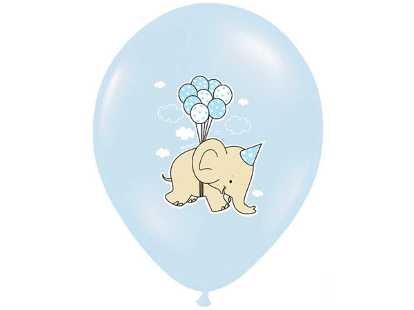 balony z helem dla malucha, balony błękitne ze słonikiem, balony na Roczek, Chrzciny, urodzinki