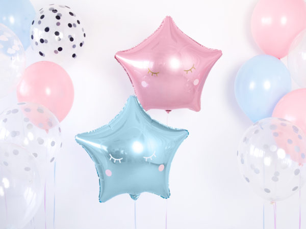 balon foliowy gwiazdka błękitny, 45 cm, balon na hel, balon gwiazdka helowy, błęłkitne dekoracje na imprezę, przyjęcie