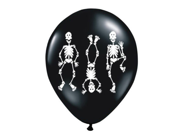 balony czarne z kościotrupem na Halloween