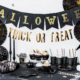 czarne balony w nietoperze, balony na halloween, dekoracje na halloween, czarny balon w złote nietoperze, dekoracje na przyjęcie halloween