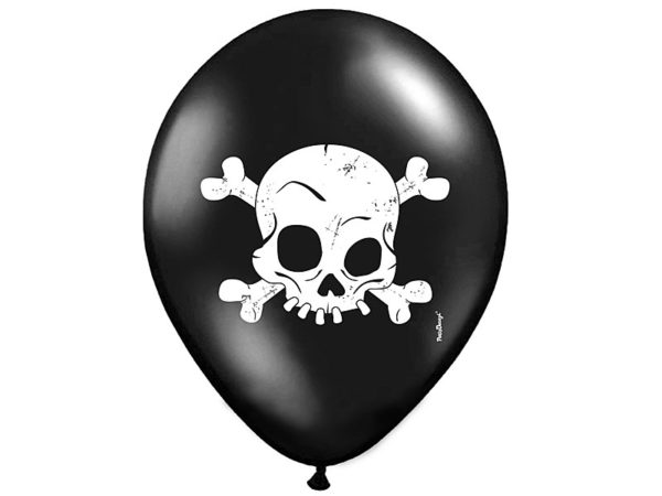 czarny balon z czaszką na Halloween