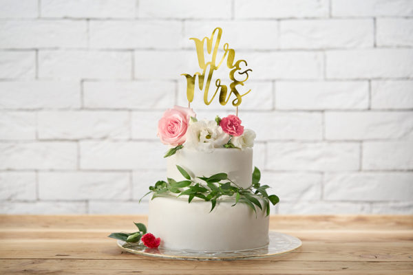złoty topper na tort weselny, dekoracje na tort weselny, dekoracje na candy-bar