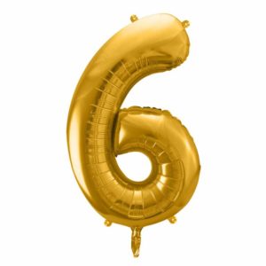 złoty balon cyfra 6, balon cyfra foliowa 6, dekoracje złote na imprezę, złote balony urodzinowe cyfry, balony na imprezy, 86 cm,