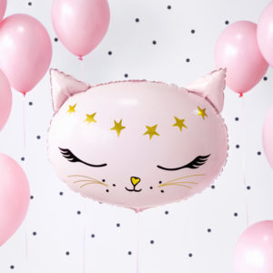 balon foliowy różowy kotek, balon na urodziny dla dziewczynki, balon na przyjęcie urodzinowe, balon helowy kotek