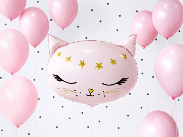 balon foliowy różowy kotek, balon na urodziny dla dziewczynki, balon na przyjęcie urodzinowe, balon helowy kotek