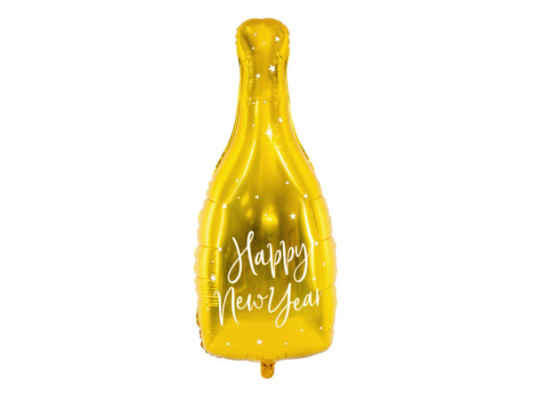 balon foliowy szampan, balon foliowy butelka szapmana, złoty balon na sylwestra, balony na nowy rok, balon złota szampana.butelka