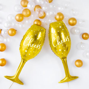 balon foliowy szampanówka, złoty balon na sylwestra, balony na nowy rok, balon złoty kieliszek do szampana,balon foliowy kieliszek