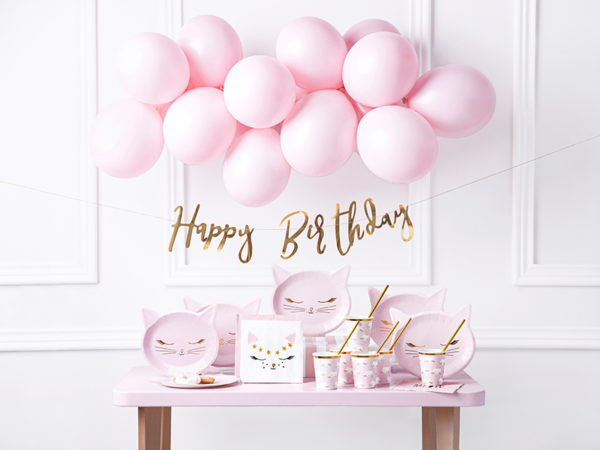 talerzyki na urodziny dziewczynki, dekoracje urodzinowe dla dziewczynki, różowe dekoracje urodzinowe, talerzyki urodzinowe różowy kotek, baby girl, urodziny dla dziewczynki,