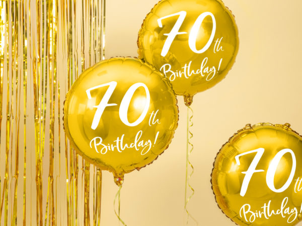 złoty balon cyfra 70, złoty balon na70 urodziny, balony na 70tke