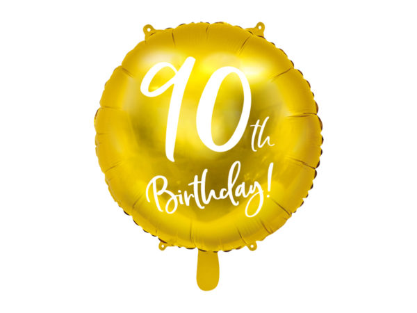 złoty balon na 90 urodziny, balony na 90tke, złoty balon cyfra 90