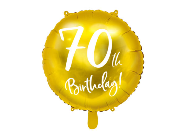 złoty balon na70 urodziny, balony na 70tke, złoty balon cyfra 70