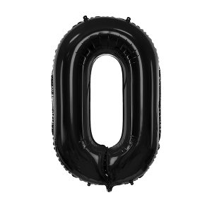 balon cyfra 0 czarna, 86 cm, balon helowy, balon z helem, dekoracje baonowe, balony urodzinowe, czarne balony cyfry