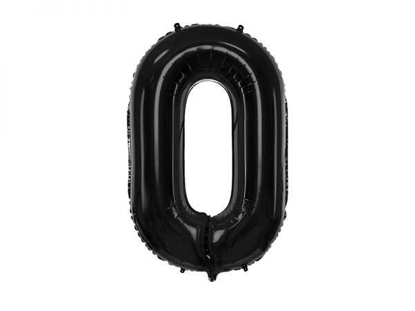 balon cyfra 0 czarna, 86 cm, balon helowy, balon z helem, dekoracje baonowe, balony urodzinowe, czarne balony cyfry
