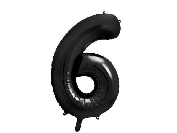 balon cyfra 6 czarna, 86 cm, balon helowy, balon z helem, dekoracje baonowe, balony urodzinowe, czarne balony cyfry