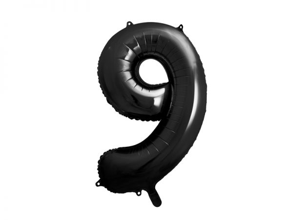 balon cyfra 9 czarna, 86 cm, balon helowy, balon z helem, dekoracje baonowe, balony urodzinowe, czarne balony cyfry