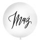 biały balon z czarnym napisem mąż, balon gigant z napisem mąż