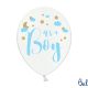 biały balon z niebieskim napisem It's a Boy, balony na baby shower dla chłopca, dekoracje na baby shower, niebieskie dekoracje na baby shower