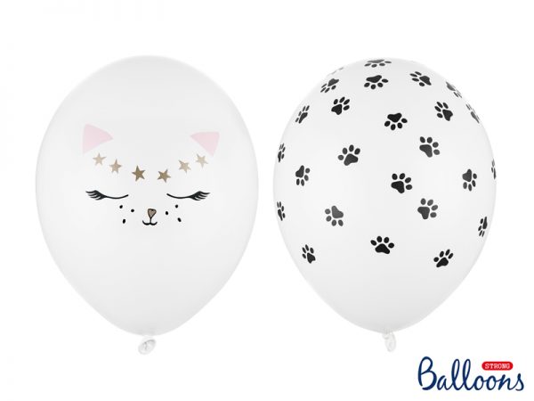 balon lateksowy kotek, balon z nadrukiem kotka, balon 30 cm, balon gumowy z nadrukiem kotka, balony urodzinowe